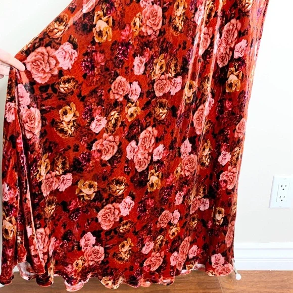 NEW Johnny Was Alanis Velvet Floral Maxi Dress (Sz XL) Red Rose Multi - Picture 8 of 15